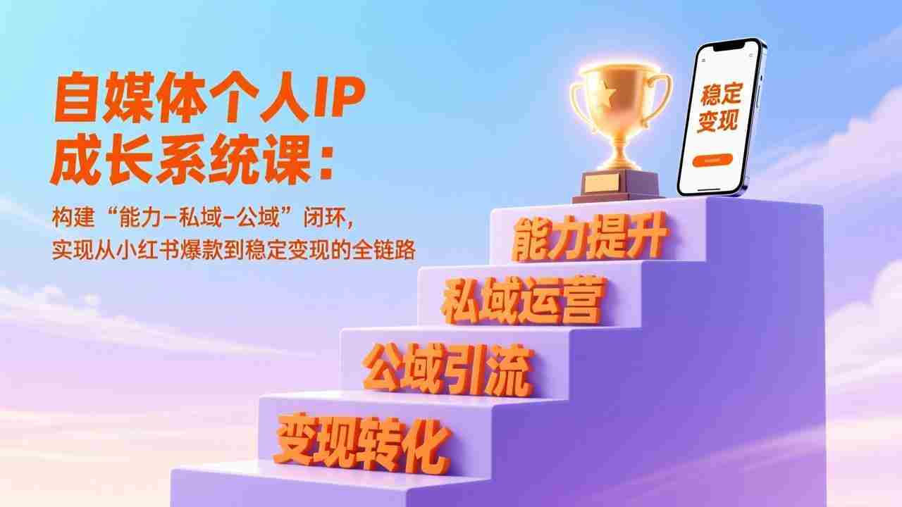 （17192期）自媒体个人IP成长系统课：构建“能力-私域-公域”闭环，实现从小红书爆款到稳定变现的全链路-网创资源