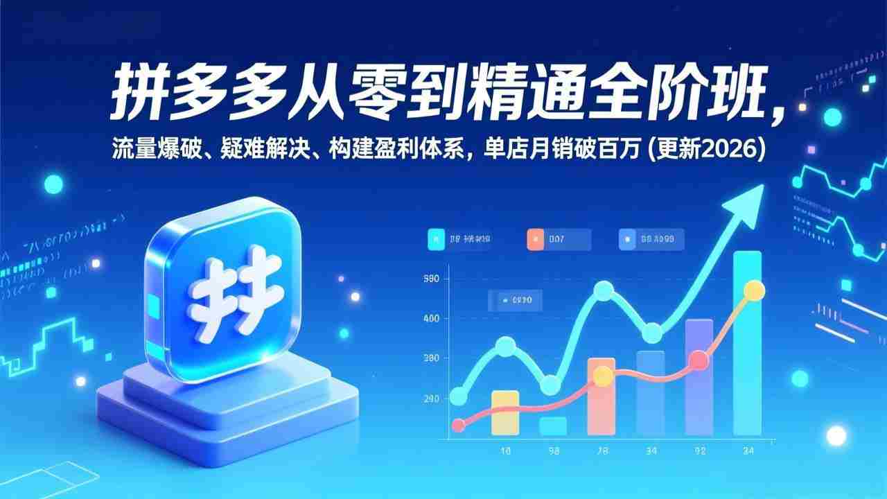 （17148期）拼多多从零到精通全阶班，流量爆破、疑难解决，构建盈利体系，单店月销破百万(更新2026)-网创资源