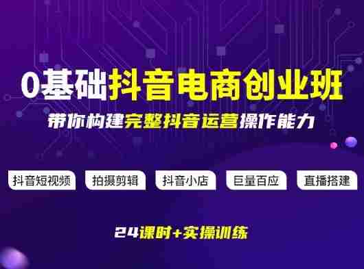 某电商学院0基础抖音电商创业班，带你构建完整抖音运营操作能力-网创资源