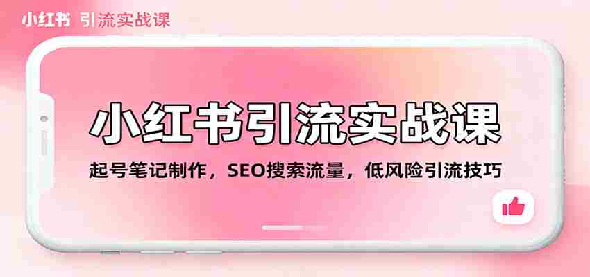 小红书引流实战课：起号笔记制作，SEO搜索流量，低风险引流技巧-网创资源