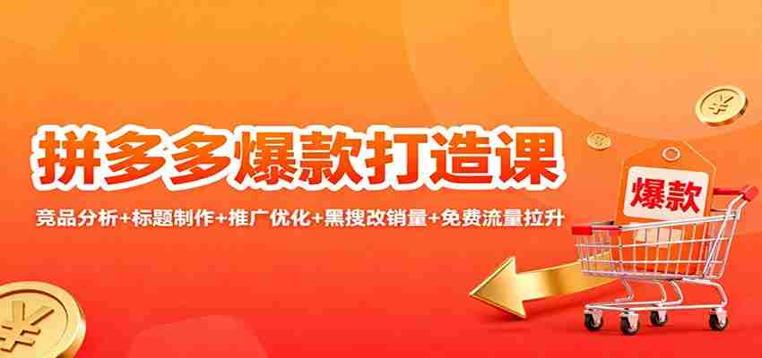 拼多多爆款打造课：竞品分析+标题制作+推广优化+黑搜改销量+免费流量拉升-网创资源