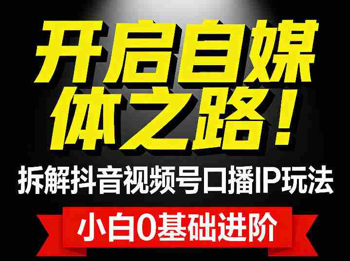 开启自媒体之路！拆解抖音视频号口播IP玩法，小白0基础进阶-网创资源