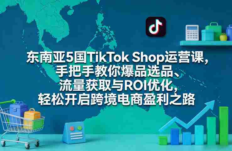 东南亚5国TikTok Shop运营课，手把手教你爆品选品、流量获取与ROI优化，轻松开启跨境电商盈利之路-网创资源