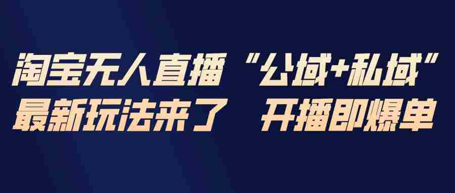 （17098期）淘宝无人直播最新玩法，包含私域和公域两种玩法-网创资源