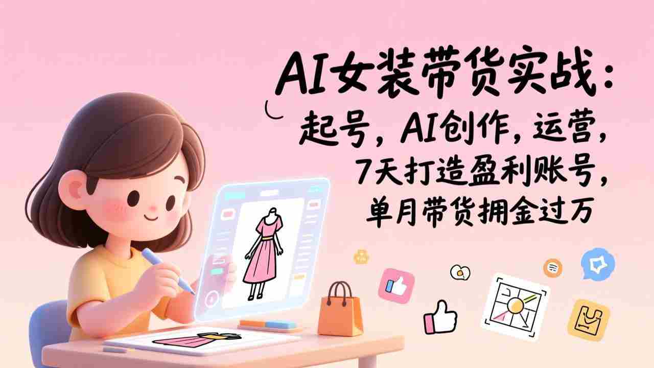 （17088期）AI女装带货实战：起号，AI创作，运营，7天打造盈利账号，单月带货佣金过万-网创资源