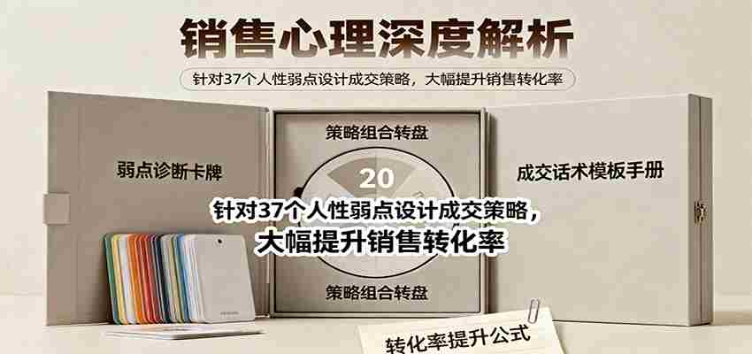 销售心理深度解析：针对37个人性弱点设计成交策略，大幅提升销售转化率！-网创资源