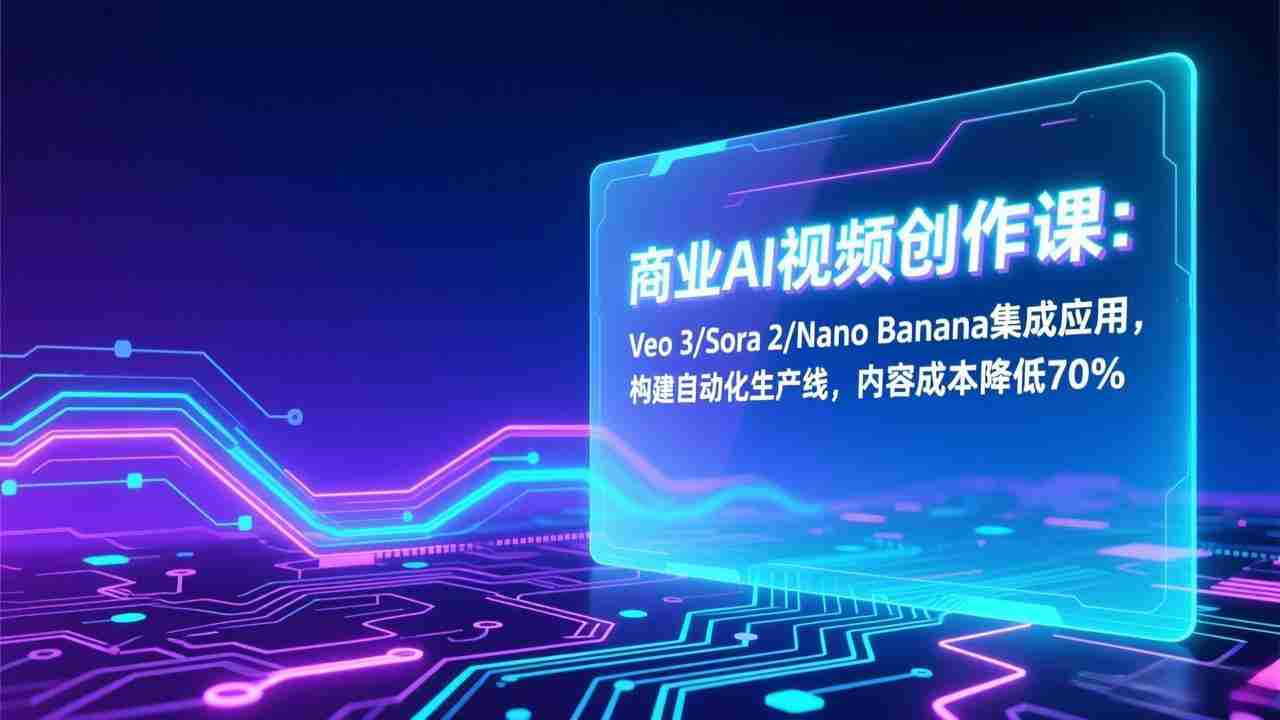 （17070期）商业AI视频创作课：Veo 3/Sora 2/Nano Banana集成应用，构建自动化生产线，内容成本降低70%-网创资源