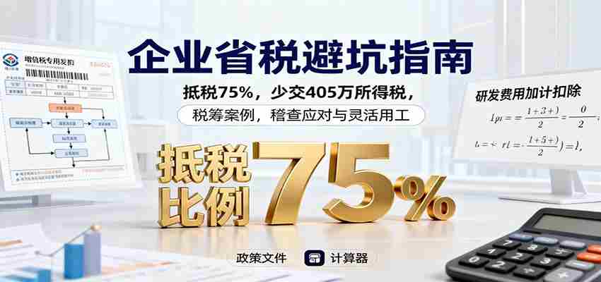 企业省税避坑指南：抵税75%，少交405万所得税，税筹案例，稽查应对与灵活用工-网创资源