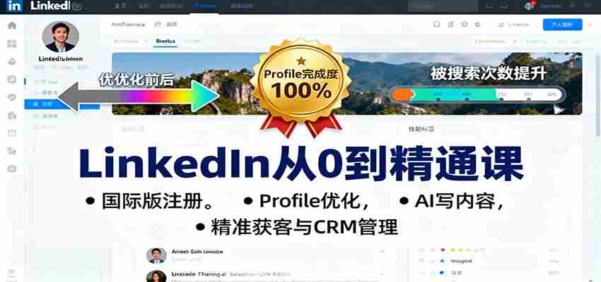 LinkedIn从0到精通课：国际版注册，Profile优化，AI写内容，精准获客与CRM管理-网创资源