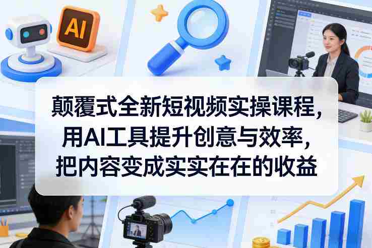 颠覆式全新短视频实操课程，用AI工具提升创意与效率，把内容变成实实在在的收益-网创资源