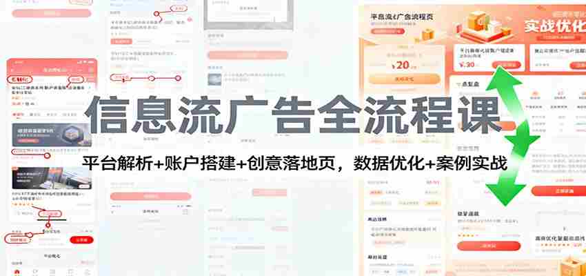 信息流广告全流程课：平台解析+账户搭建+创意落地页，数据优化 + 案例实战-网创资源