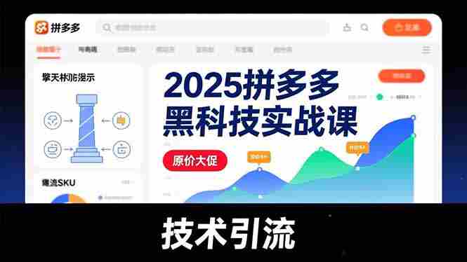 （16977期）2025拼多多黑科技实战课，擎天柱玩法、爆流SKU、原价大促，技术引流，单店日销轻松破千单-网创资源