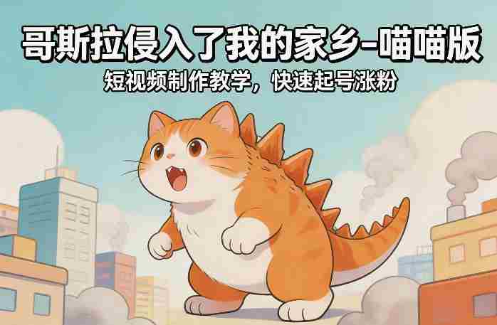 哥斯拉侵入了我的家乡–喵喵版短视频制作教学，快速起号涨粉-网创资源