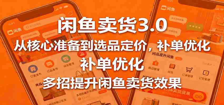 闲鱼卖货3.0，从核心准备到选品定价，补单优化，多招提升闲鱼卖货效果-网创资源