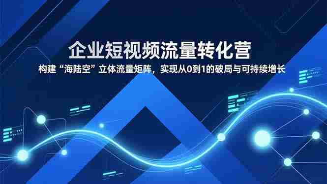 （16959期）企业短视频流量转化营，构建“海陆空”立体流量矩阵，实现从0到1的破局与可持续增长-网创资源