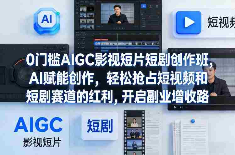 0门槛AIGC影视短片短剧创作班，AI赋能创作，轻松抢占短视频和短剧赛道的红利，开启副业增收路-网创资源
