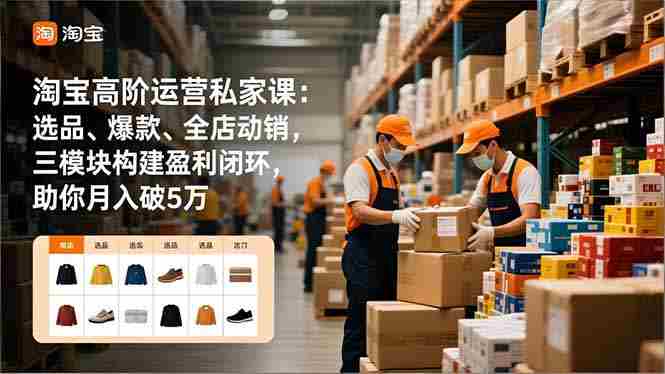 （16934期）淘宝高阶运营私家课：选品、爆款、全店动销，三模块构建盈利闭环，助你月入破5万（更新12月）-网创资源