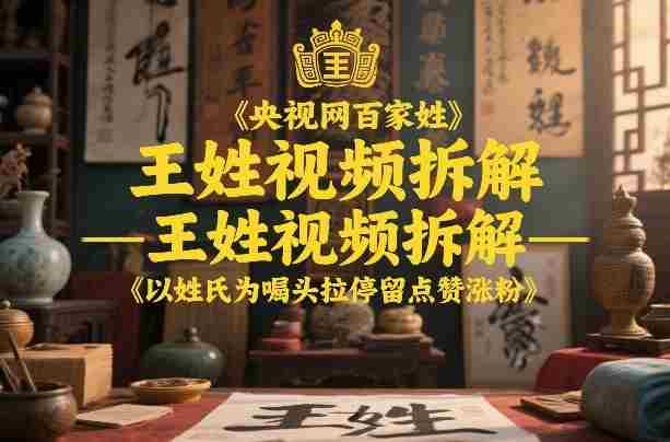央视网百家姓–王姓视频拆解，以姓氏为噱头拉停留点赞涨粉-网创资源