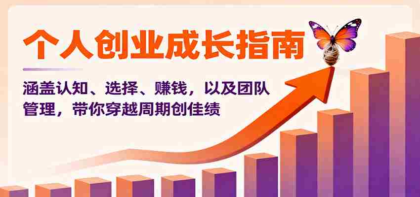个人创业成长指南：涵盖认知、选择、赚钱，以及团队管理，带你穿越周期创佳绩-网创资源