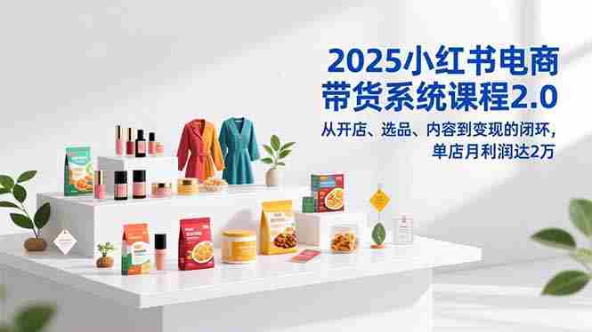 （16880期）2025小红书电商带货系统课程2.0，从开店、选品、内容到变现的闭环，单店月利润达2万-网创资源