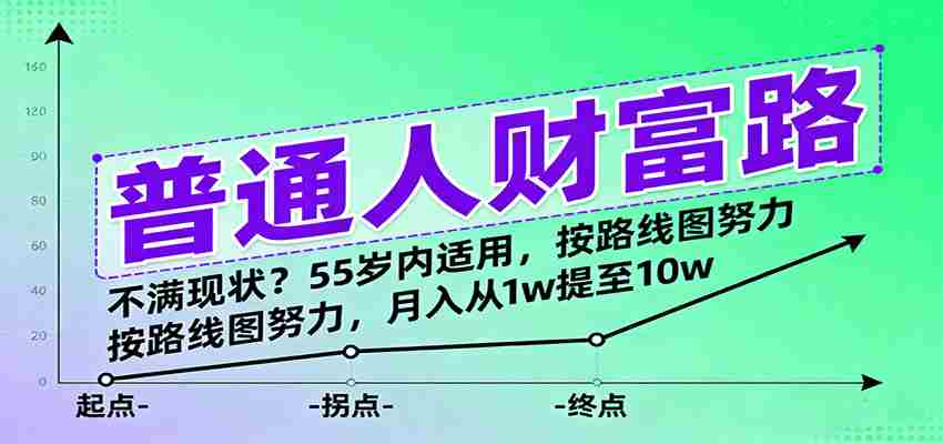 普通人财富路：不满现状？按路线图努力，月入从1w提至10w，55岁内适用-网创资源