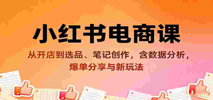 小红书电商课：从开店到选品、笔记创作，含数据分析，爆单分享与新玩法-网创资源
