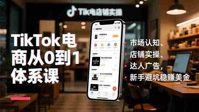 （16818期）TikTok电商从0到1体系课，市场认知、店铺实操、达人广告，新手避坑稳赚美金-网创资源