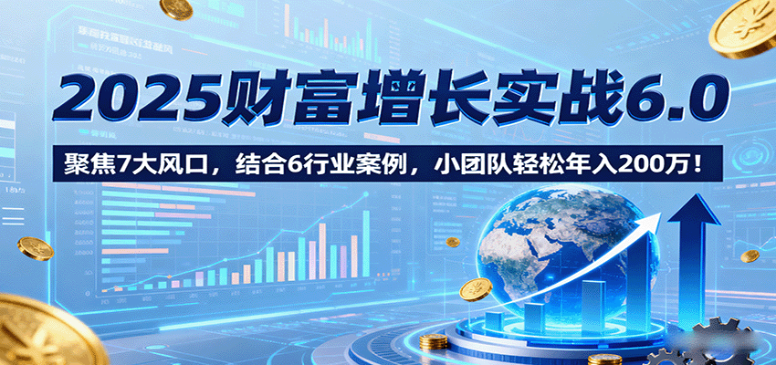 2025财富增长实战6.0，聚焦7大风口，结合6行业案例，小团队轻松年入200万！-网创资源