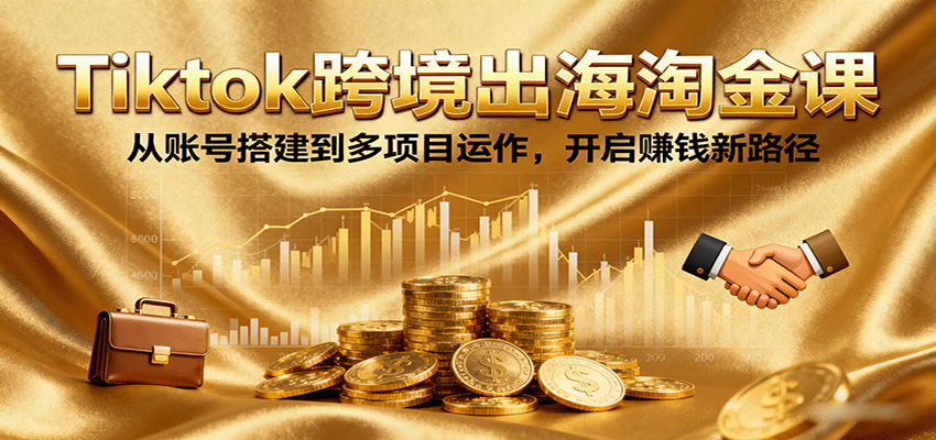 Tiktok跨境出海淘金课，从账号搭建到多项目运作，开启赚钱新路径-网创资源