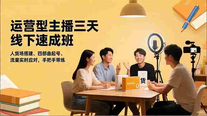 （16630期）运营型主播三天线下班，人货场搭建,四部曲起号,流量实时应对，手把手带练-网创资源