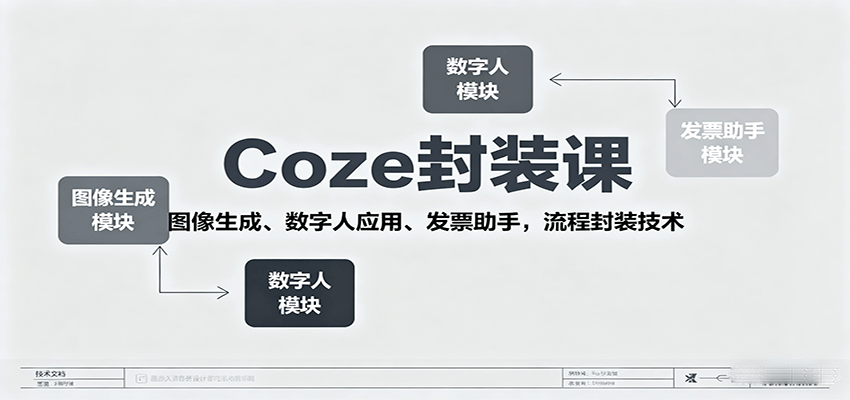 Coze封装课，图像生成、数字人应用、发票助手，流程封装技术-网创资源