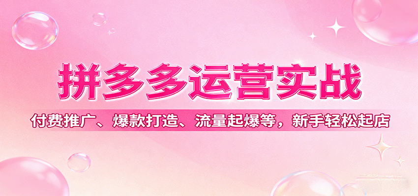 拼多多运营实战，付费推广、爆款打造、流量起爆等，新手轻松起店-网创资源