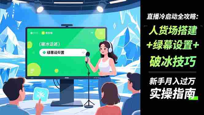 （16605期）直播冷启动全攻略:人货场搭建+绿幕设置+破冰技巧，新手月入过万实操指南-网创资源