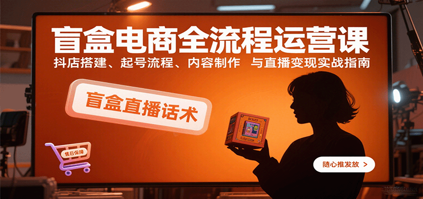 盲盒电商全流程运营课：抖店搭建、起号流程、内容制作与直播变现实战指南-网创资源