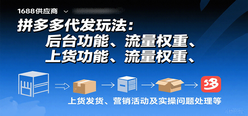 拼多多代发玩法：后台功能、流量权重、上货发货、营销活动及实操问题处理等-网创资源