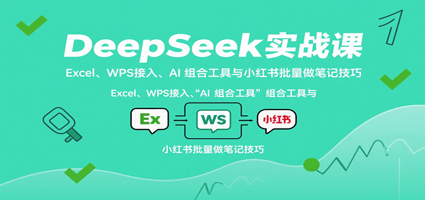 DeepSeek实战课：Excel、WPS接入、AI 组合工具与小红书批量做笔记技巧-网创资源