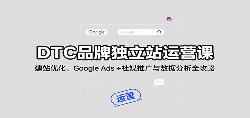 DTC品牌独立站运营课：建站优化、Google Ads + 社媒推广与数据分析全攻略-网创资源