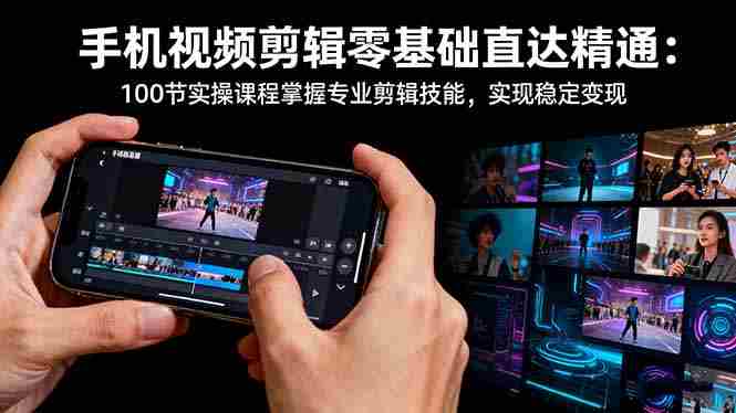 （16466期）手机视频剪辑零基础直达精通：100节实操课程掌握专业剪辑技能，实现稳…-网创资源