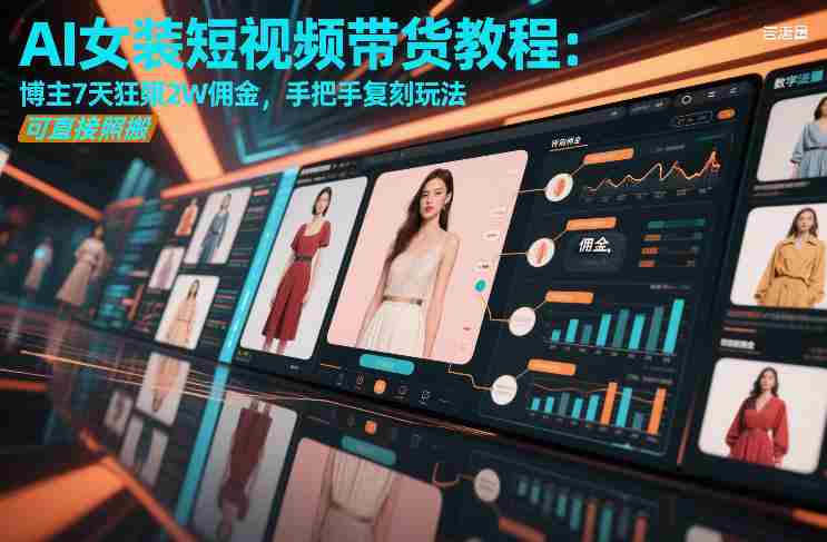 AI女装短视频带货教程：博主7天狂賺2W佣金，手把手复刻玩法，可直接照搬-网创资源