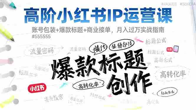 （16442期）高阶小红书IP运营课：账号包装+爆款标题+商业接单，月入过万实战指南-网创资源