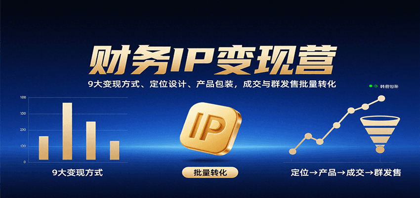 财务IP变现营：9大变现方式、定位设计、产品包装，成交与群发售批量转化-网创资源