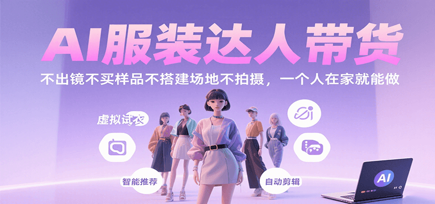 AI服装达人带货，不出镜不买样品不搭建场地不拍摄，一个人在家就能做-网创资源