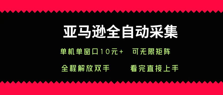 亚马逊全自动采集，单机单窗口一天10+，可无限矩阵去做-网创资源