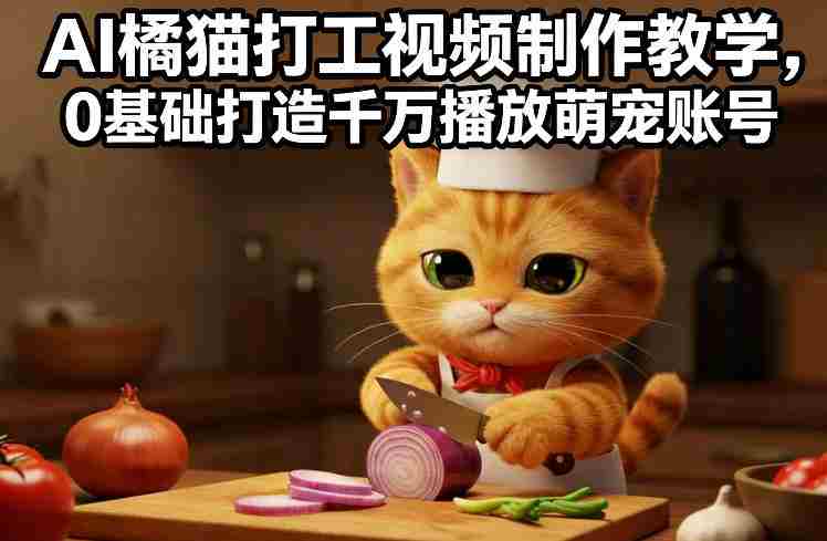 AI橘猫打工视频制作教学，流量狂飙，0基础打造千万播放萌宠账号-网创资源