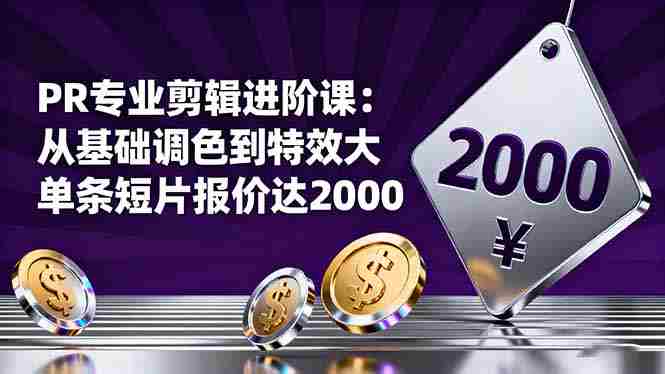 （16381期）PR专业剪辑进阶课：从基础调色到特效大片的进阶技能，单条短片报价达2000-网创资源