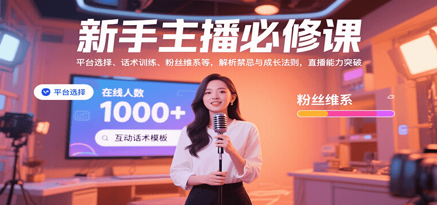 新手主播必修课：平台选择、话术训练、粉丝维系等，解析禁忌与成长法则，突破直播能力-网创资源