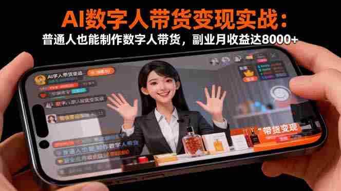 （16377期）AI数字人带货变现实战：普通人也能制作数字人带货，副业月收益达8000+-网创资源