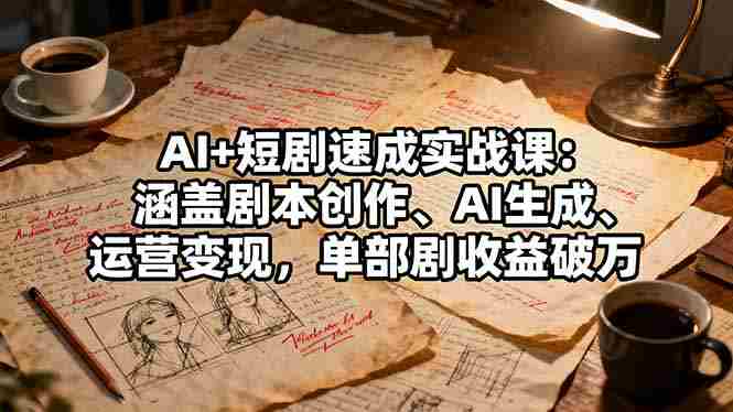 （16359期）AI+短剧速成实战课：涵盖剧本创作、AI生成、运营变现，单部剧收益破万-网创资源