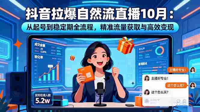 （16339期）抖音拉爆自然流直播10月：从起号到稳定期全流程，精准流量获取与高效变现-网创资源
