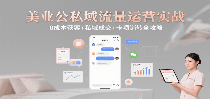 美业公私域流量运营实战：0成本获客+私域成交+卡项销转全攻略-网创资源